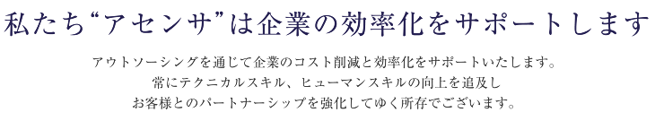 私たちアセンサは企業の効率化をサポートします